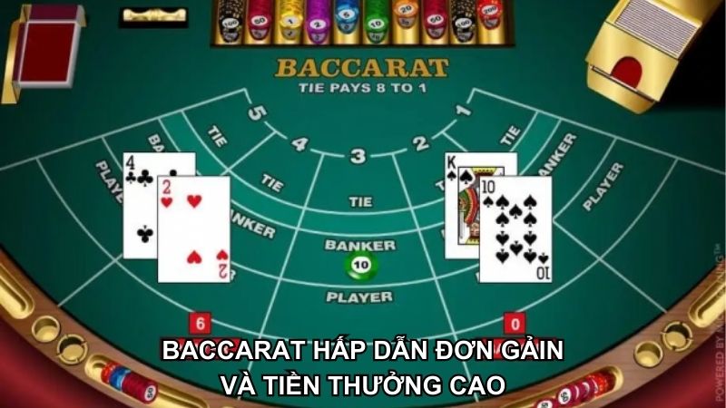 Tựa game Baccarat với luật lệ đơn giản và thưởng cao